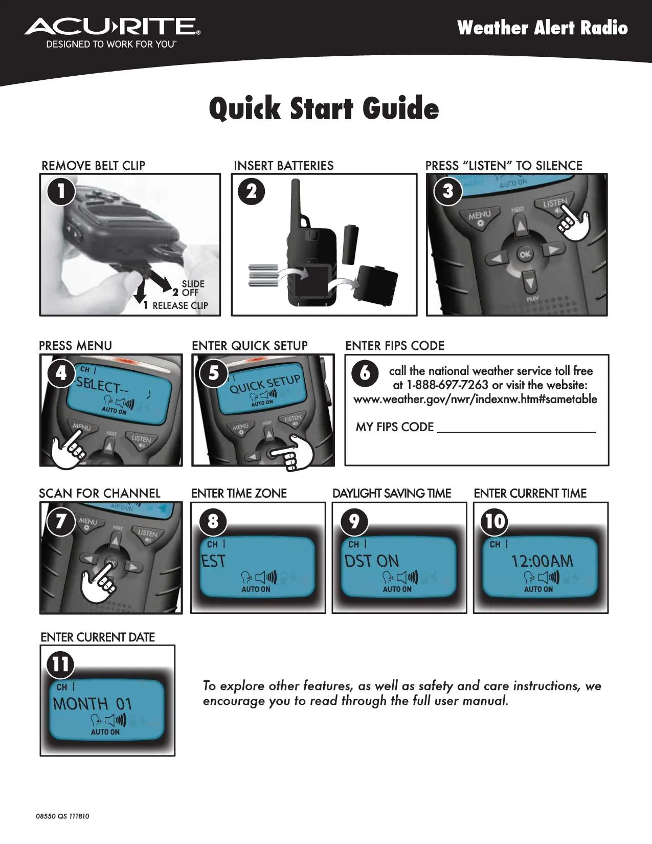 11-step quick start setup sequence
