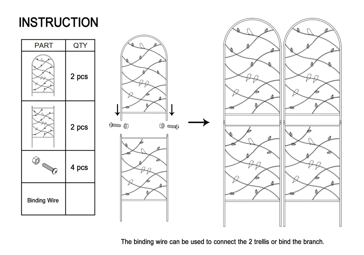 Assembly diagram showing parts and connection method.