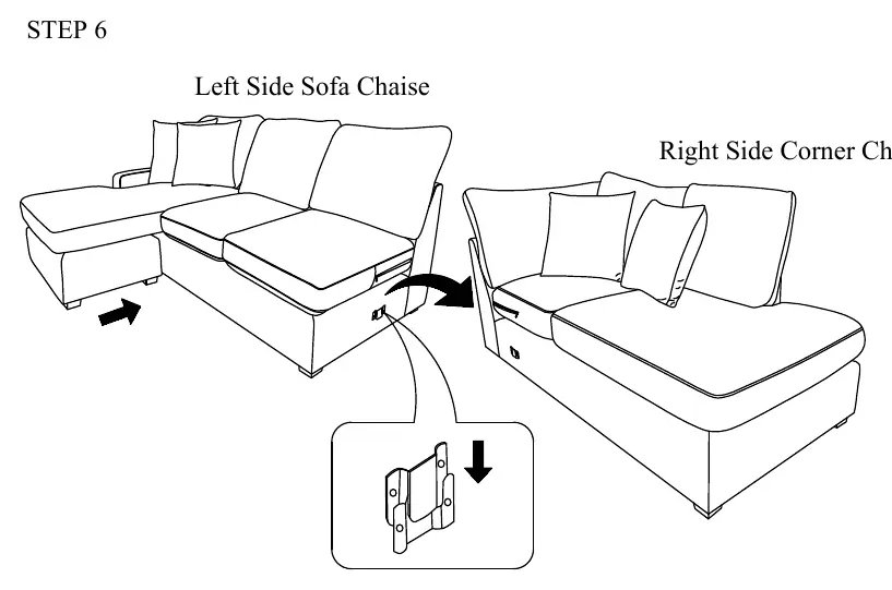 Step 6: Connecting sofa sections.