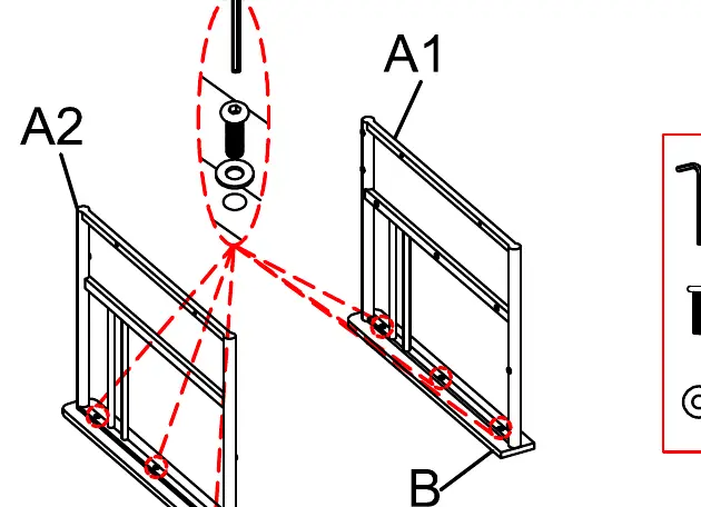 Step 1: Attaching arms to the frame.
