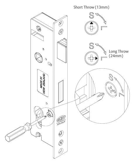 Setting the deadbolt throw (Short vs Long).