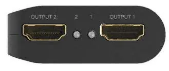 Front view showing HDMI output ports and activity LEDs.