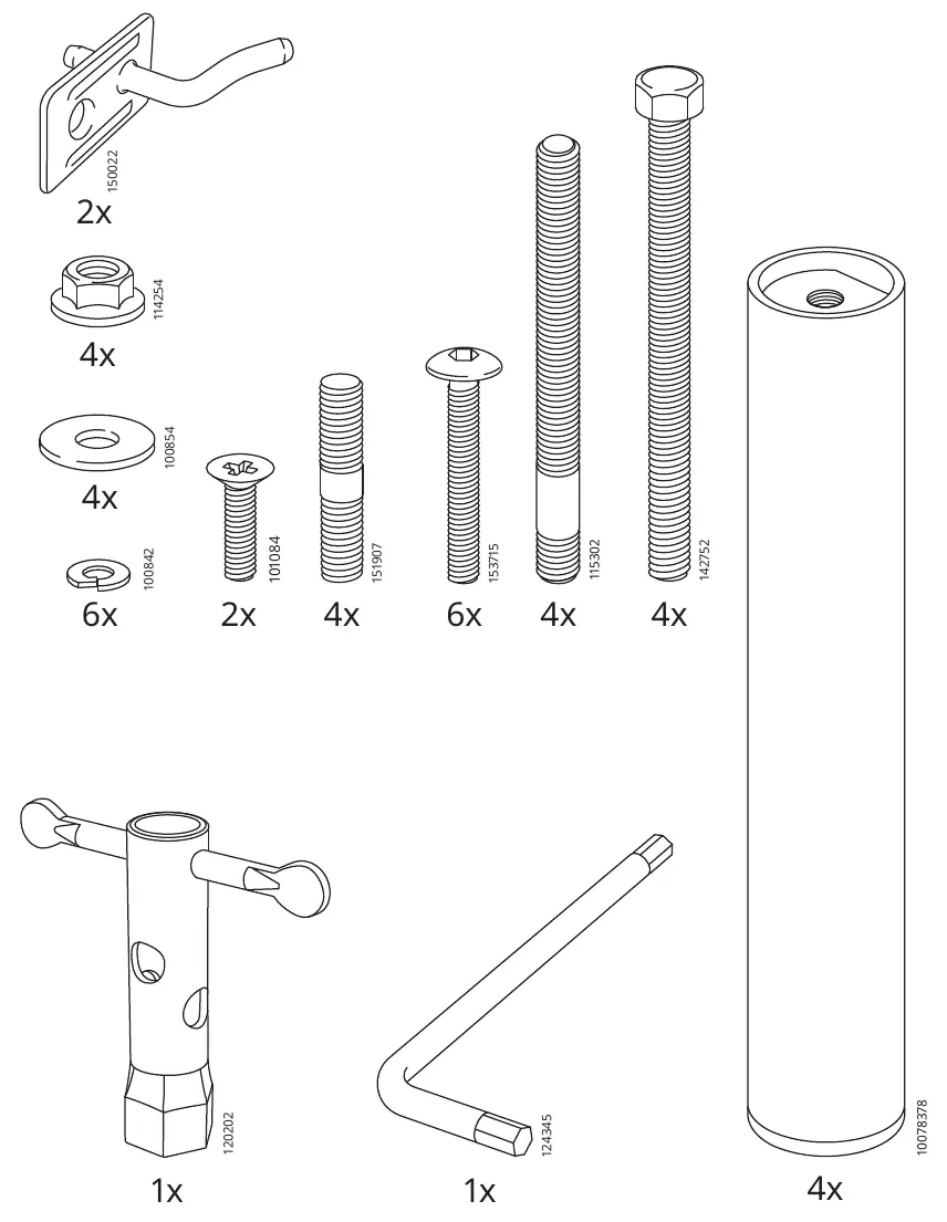 Parts and hardware list