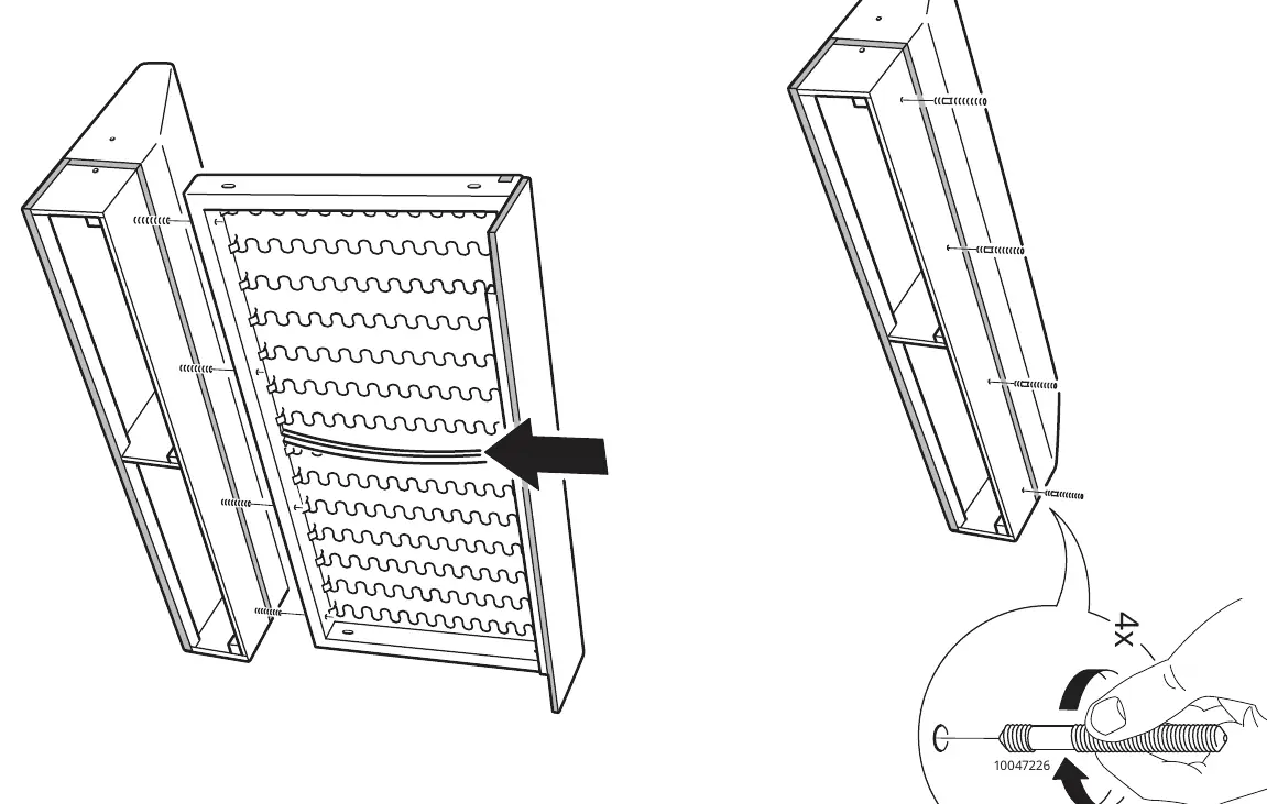 Step 1 and 2: Inserting screws into the frame.