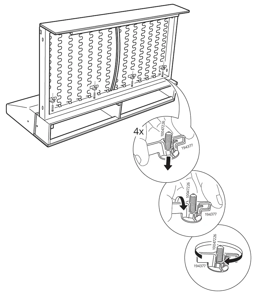 Step 3: Connecting sections with wing nuts.