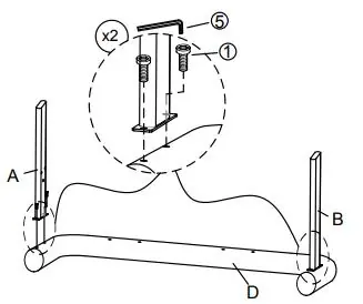 Step 1: Installing legs to armrest frame