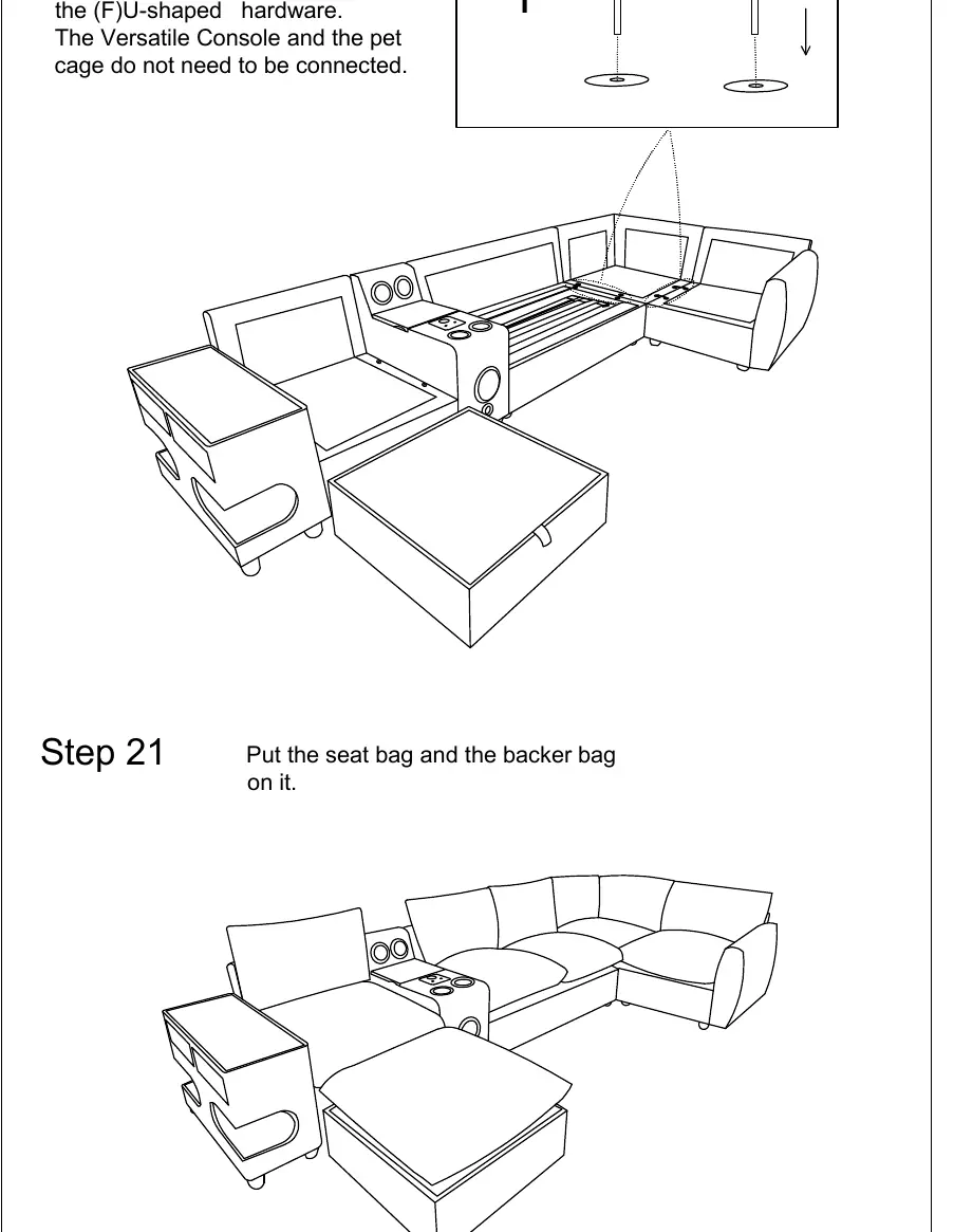 Step 20: Connecting sofa bases.