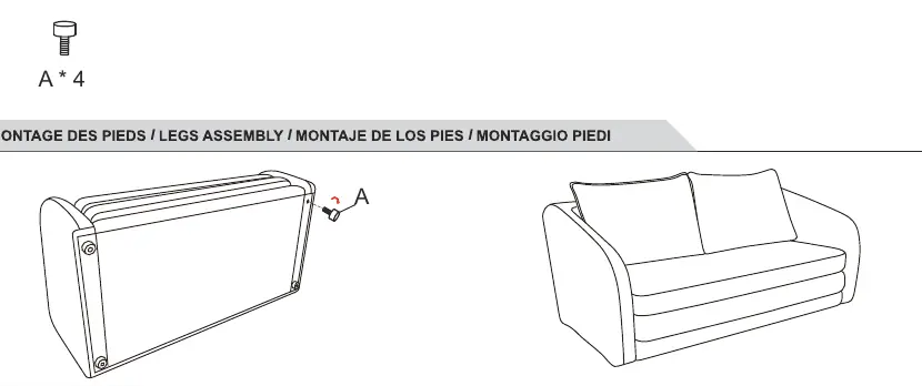 Leg assembly using screws (A)