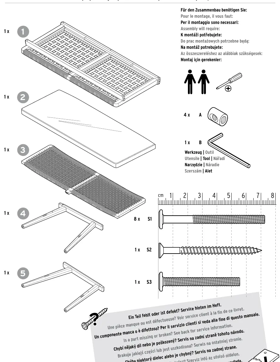 Parts list for assembly