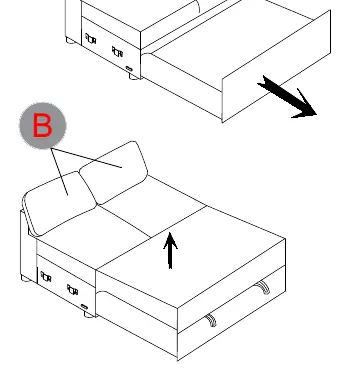 Step 2: Operating the pull-out bed mechanism.
