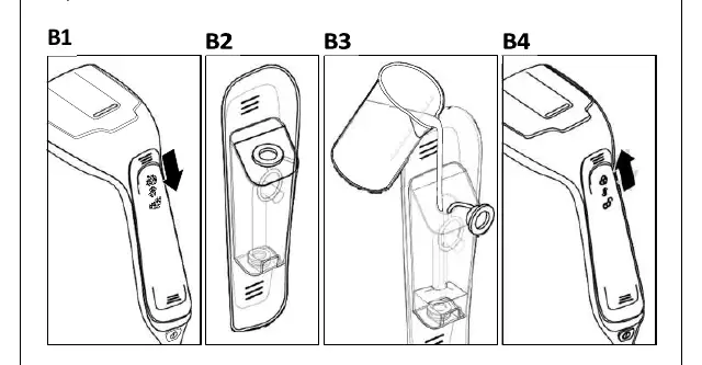 Steps for filling the water tank