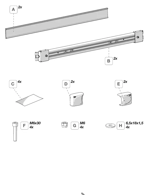 Parts list and components included in the kit
