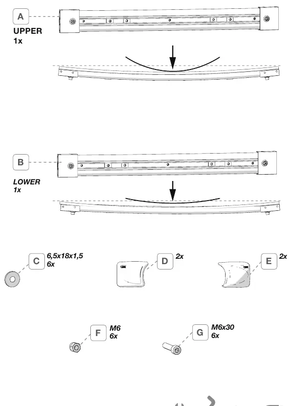 Exploded view of the Kit Bars Deluxe components.