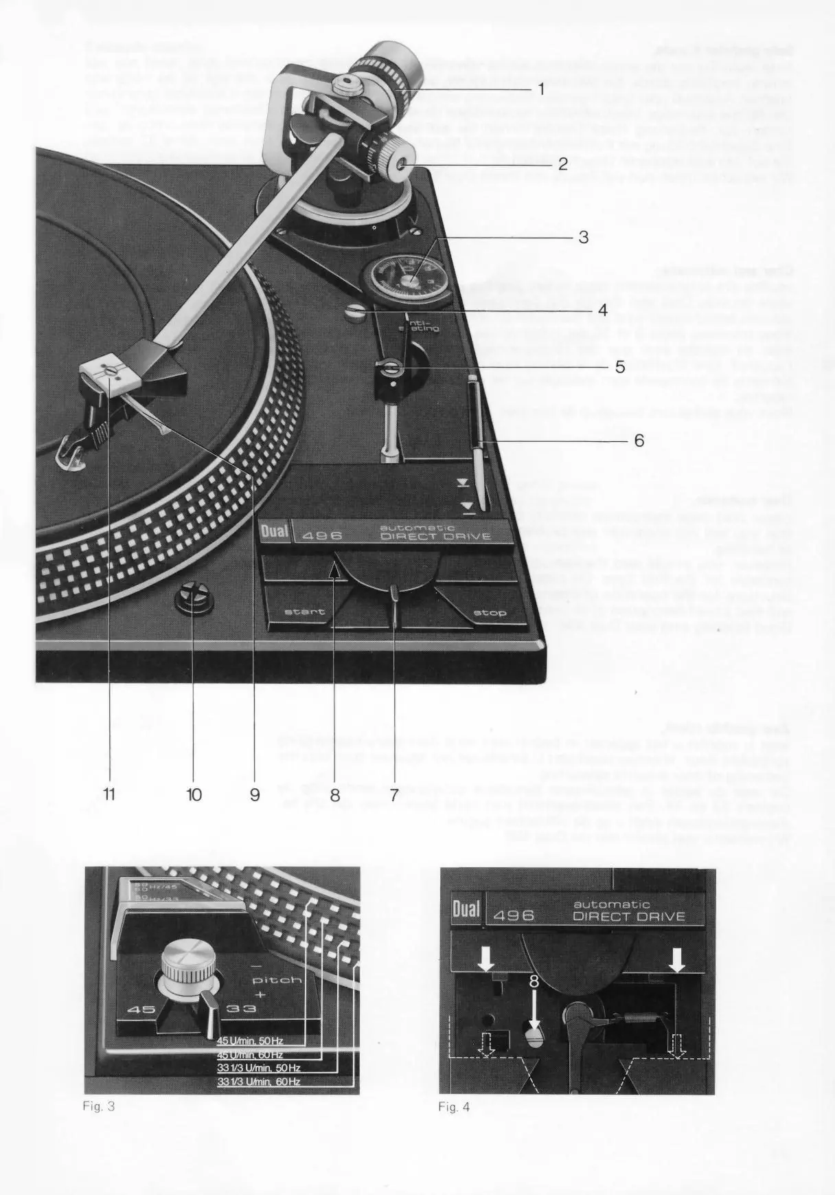 Turntable controls and pitch adjustment