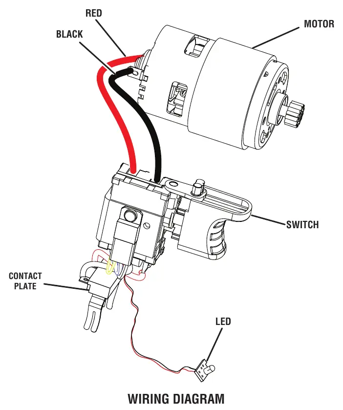 Wiring diagram for the Ryobi P215 drill-driver.