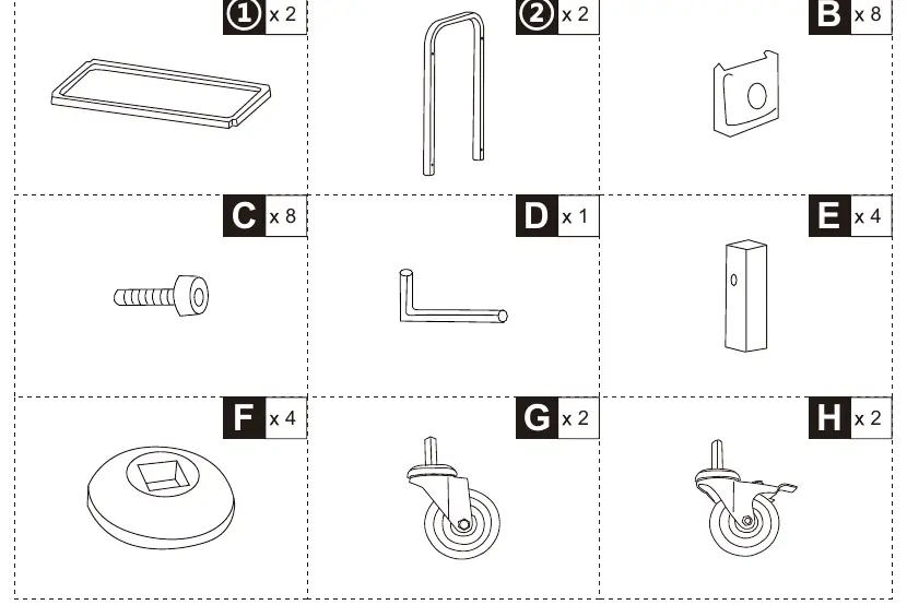 Parts list for the kitchen cart