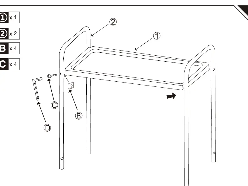 Step 01: Attaching shelves to side frames