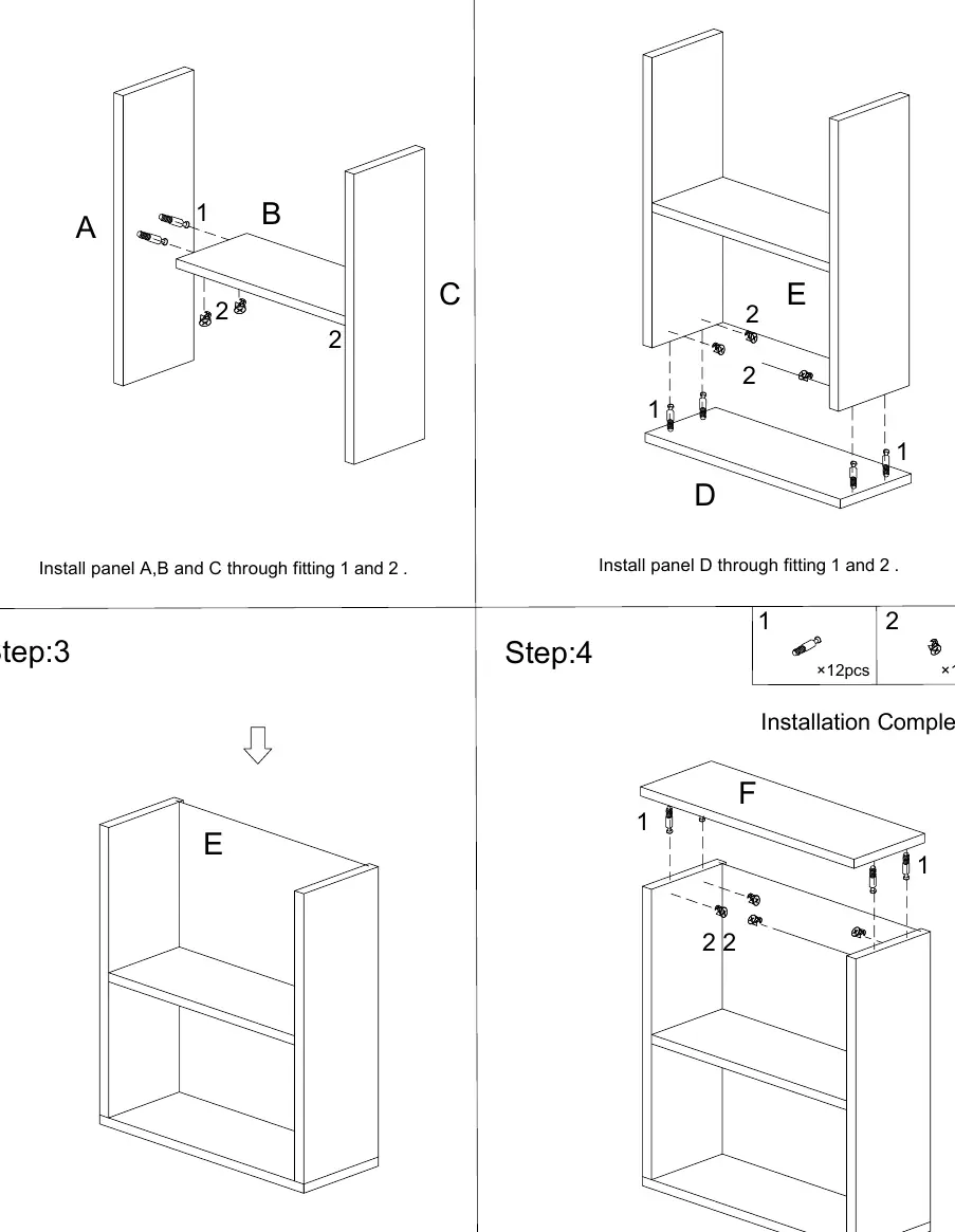 Assembly steps 1 through 4