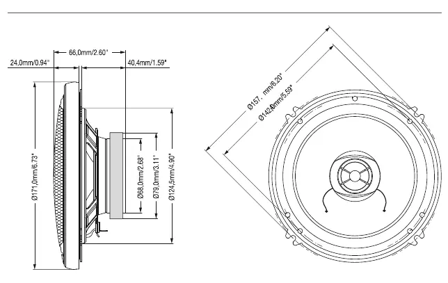 Installation and mounting dimensions diagram