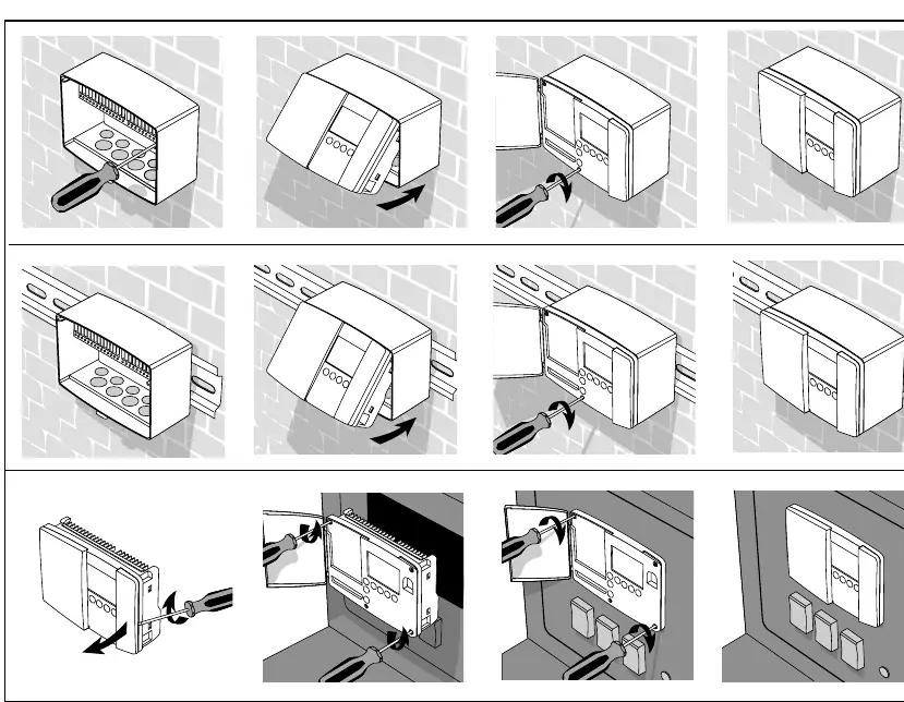 Mounting steps for wall and DIN-rail installation