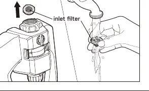 Cleaning the inlet filter.