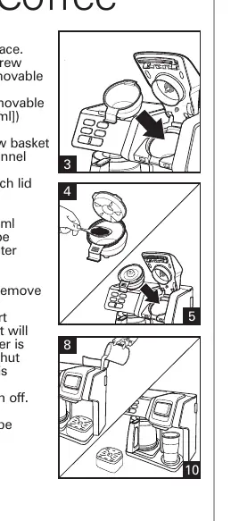 Ground coffee brewing steps