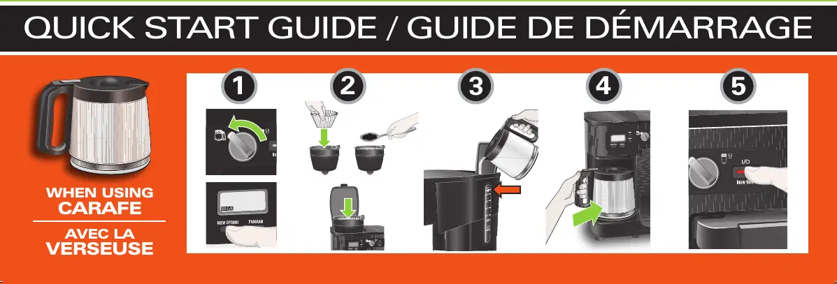Steps for brewing with the carafe.