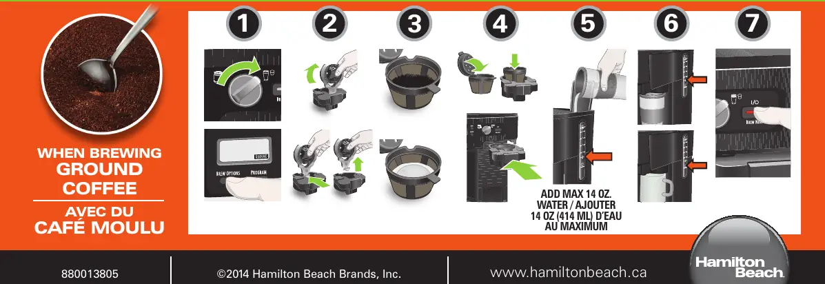 Steps for brewing with ground coffee.