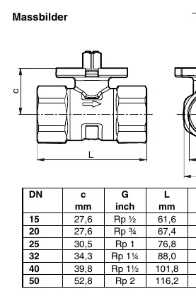 Dimensional drawings of the VKR valve