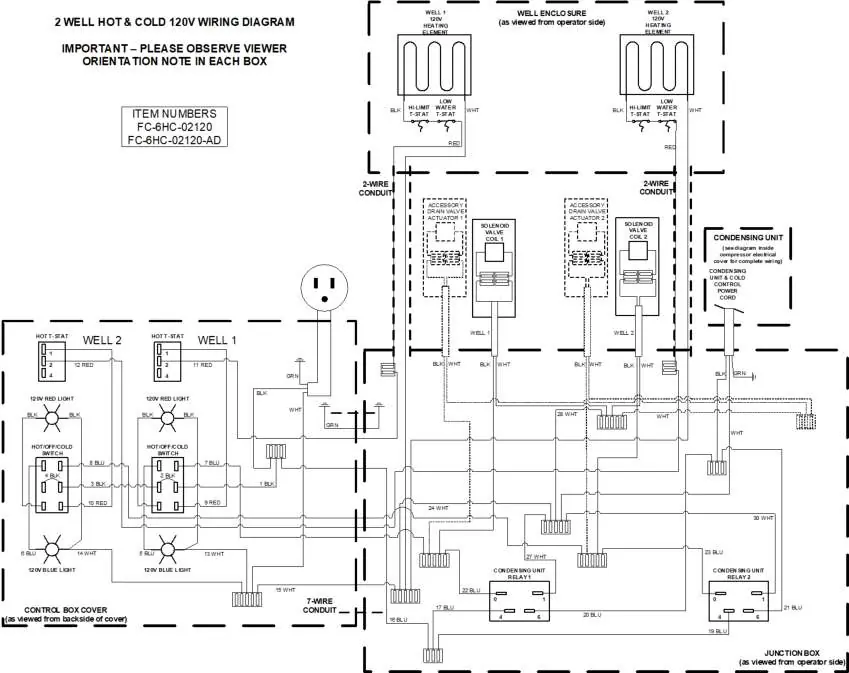 Wiring Diagram for 2-Well Hot & Cold 120V unit
