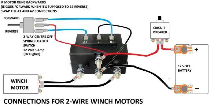 Wiring diagram for 2-wire winch motor