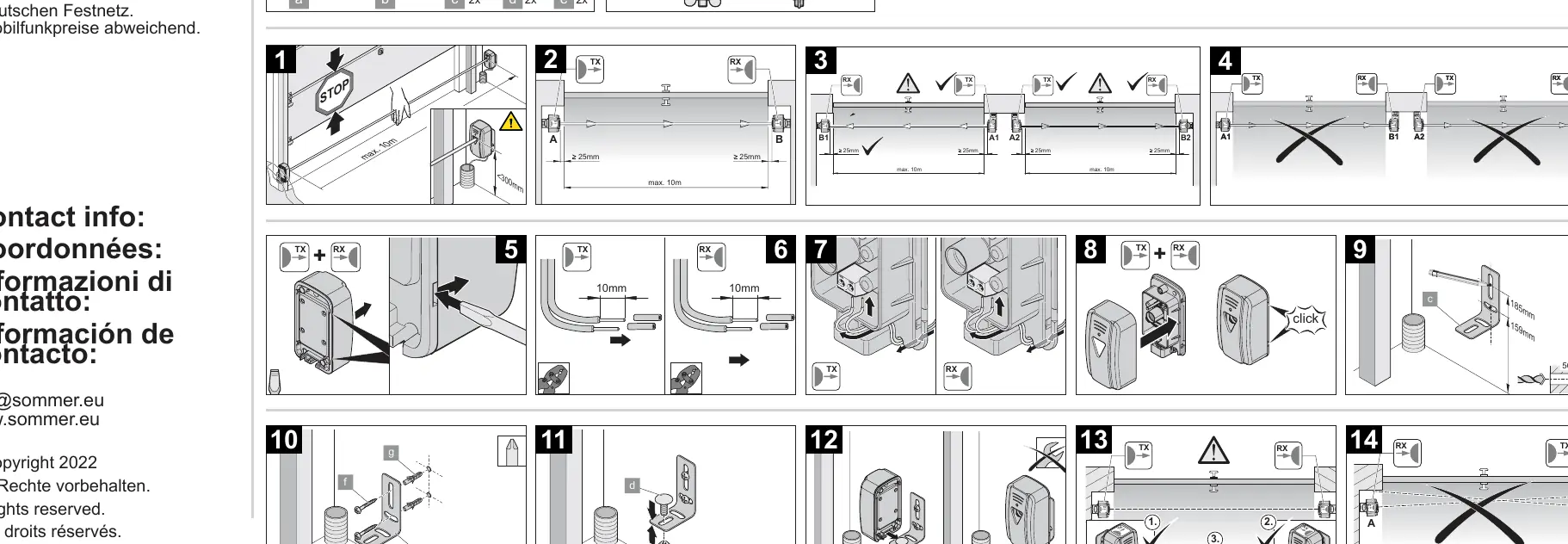Mounting and installation steps for the photo eye units.