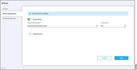Proxy Configuration dialog.