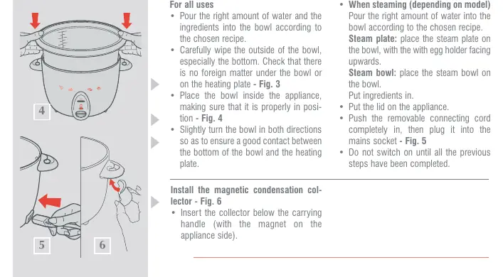 Preparation steps and bowl placement