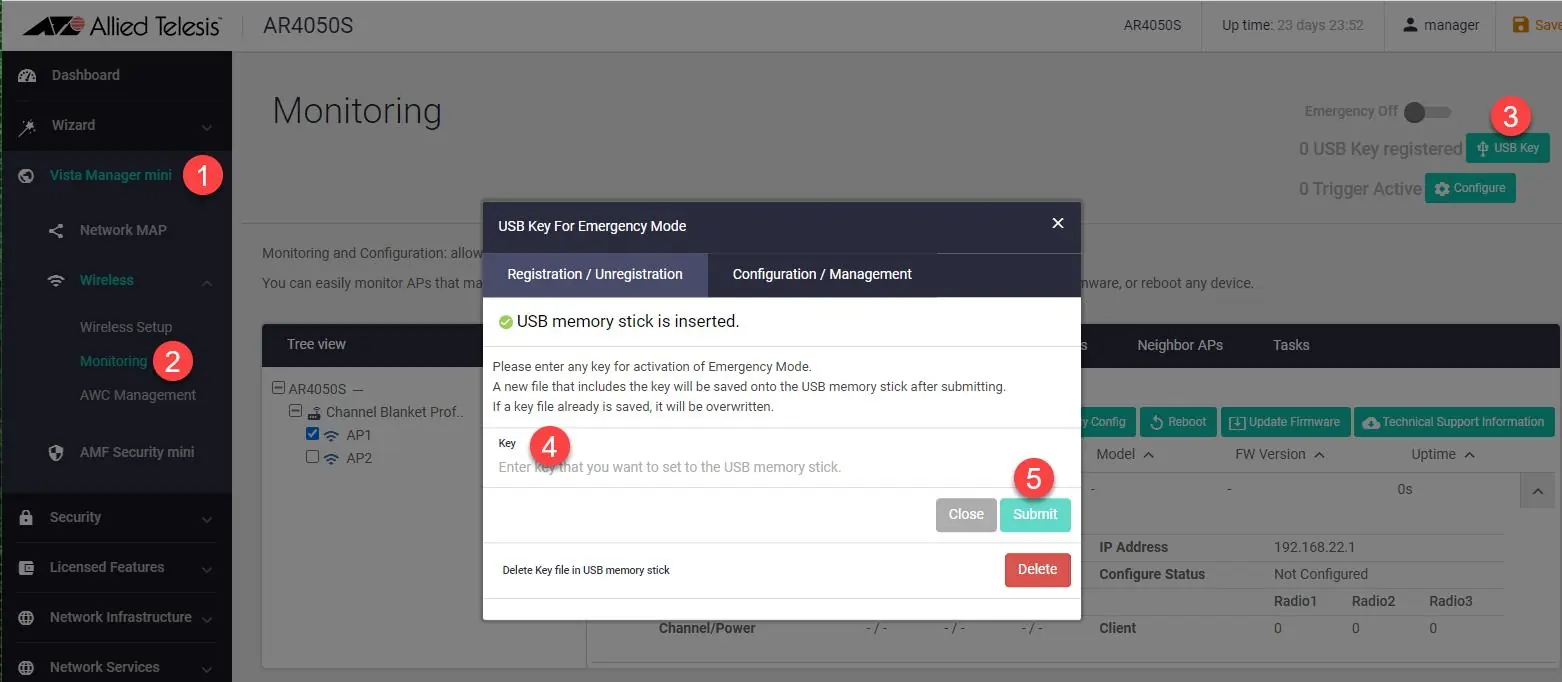 USB Key for Emergency Mode configuration