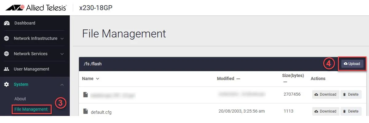 File Management interface