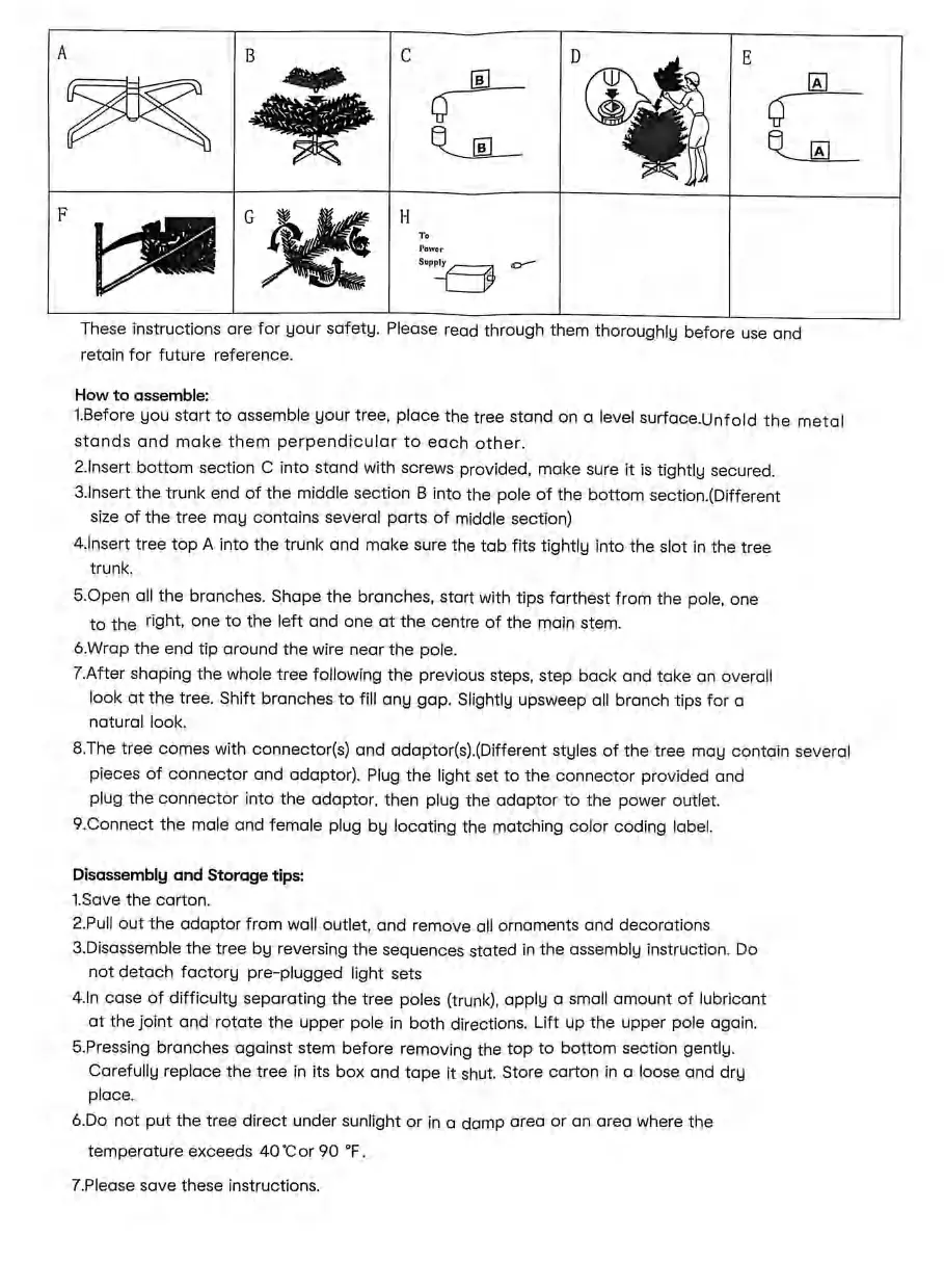 Assembly steps for the Christmas tree