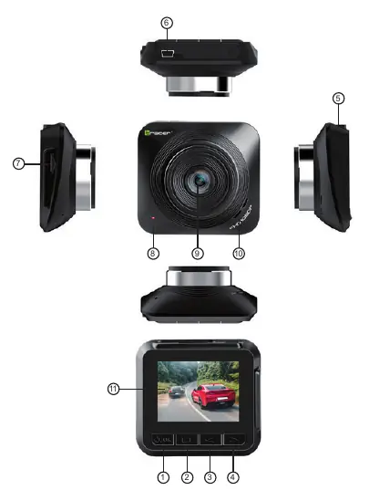 Tracer 2.2S FHD Draco device diagram showing buttons and ports.