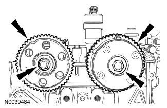 Installing camshaft sprockets.