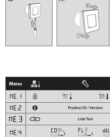 Installer menu settings table