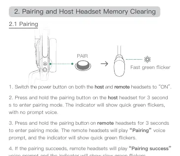 Pairing procedure