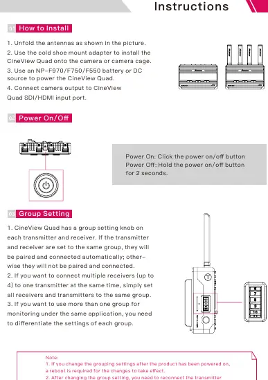 Installation and Group Setting instructions