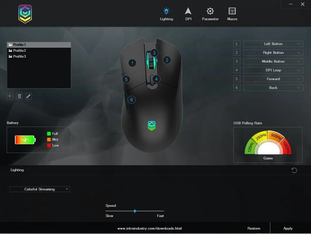 Main software interface