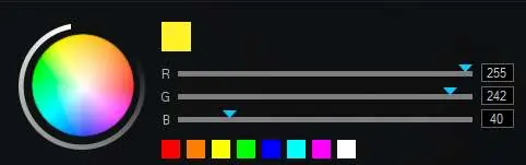 LED settings and DPI color selection