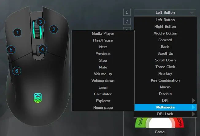 Button settings menu