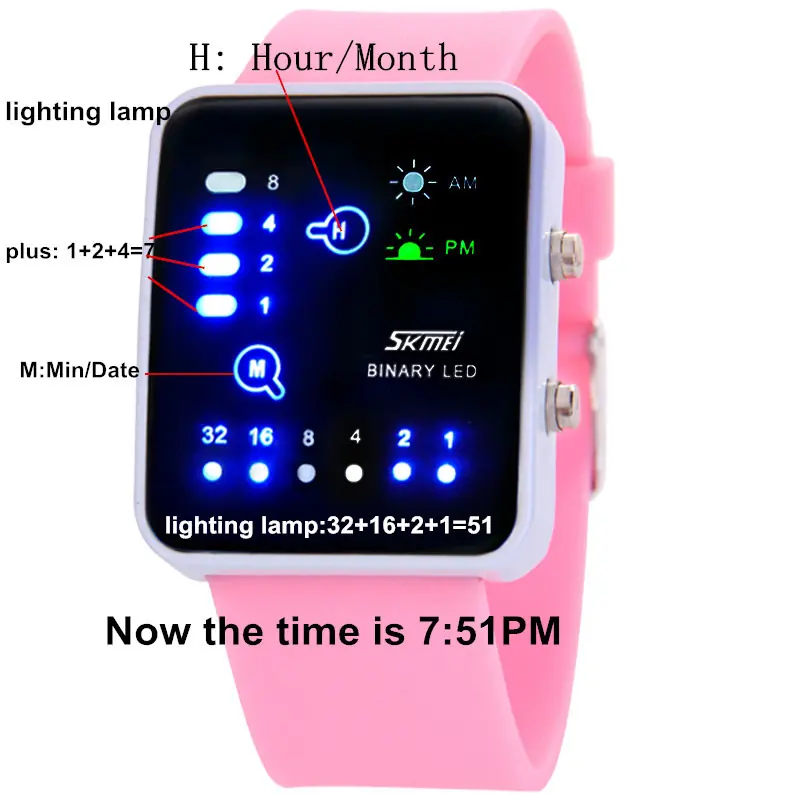 Binary LED display reading guide