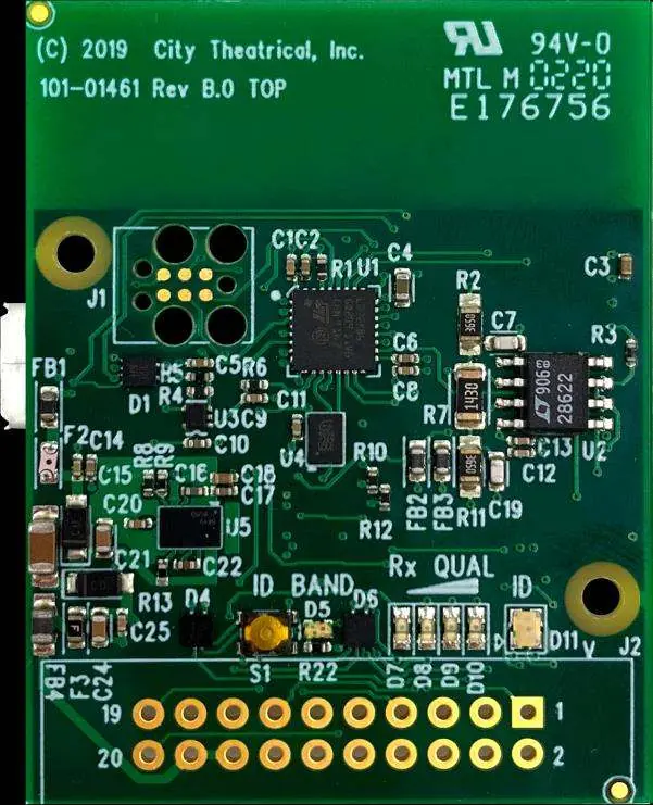 Top view of the PCB with component labels.