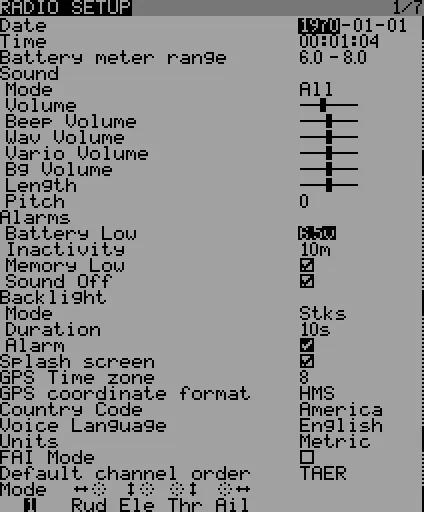 Radio Setup Menu