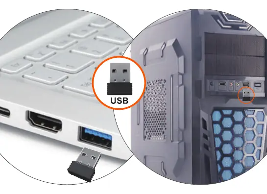Inserting the USB receiver