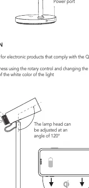Lamp adjustment and Qi charging area